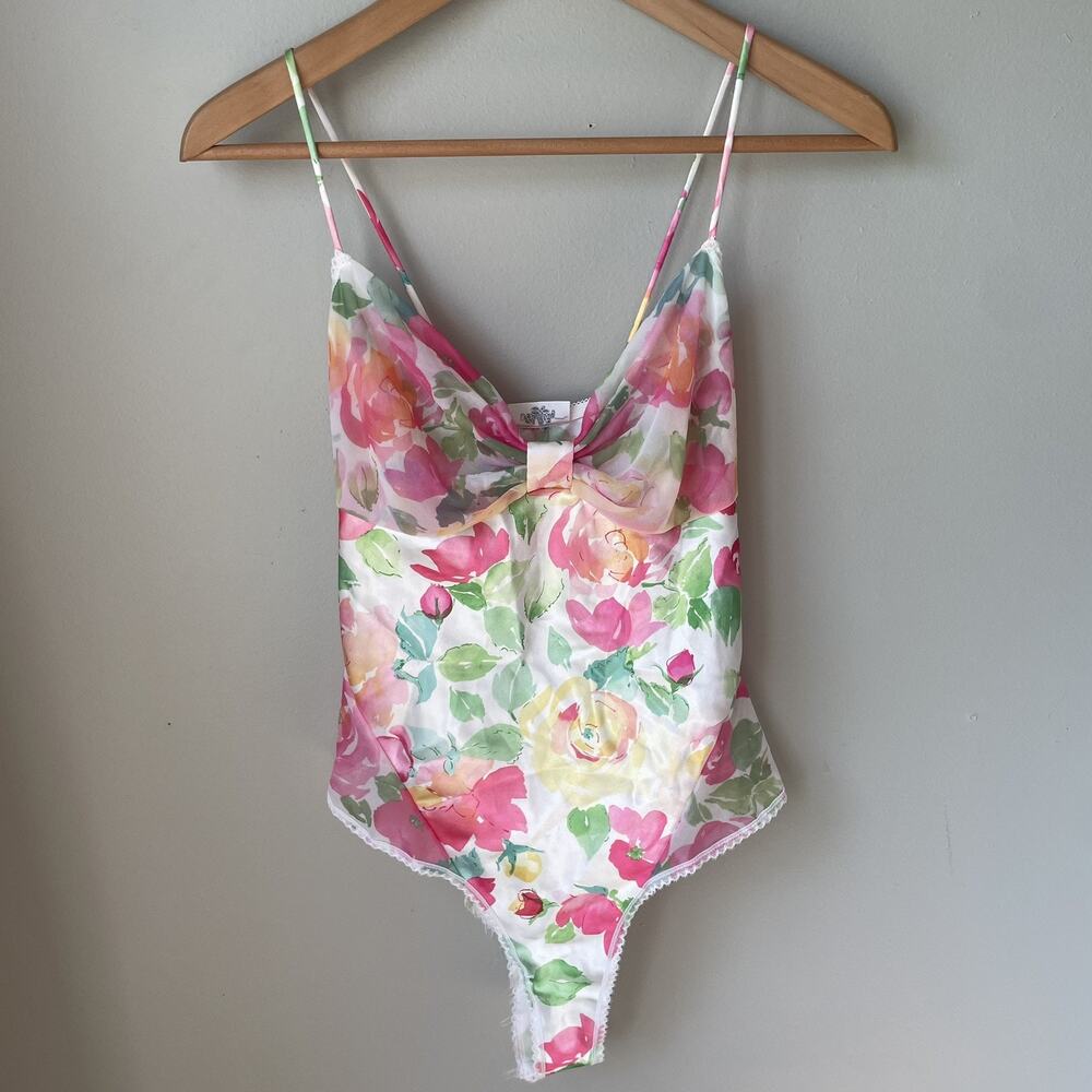 Vintage Body‎ Chic Lingerie Womens Size Medium Floral Bow Made In USA